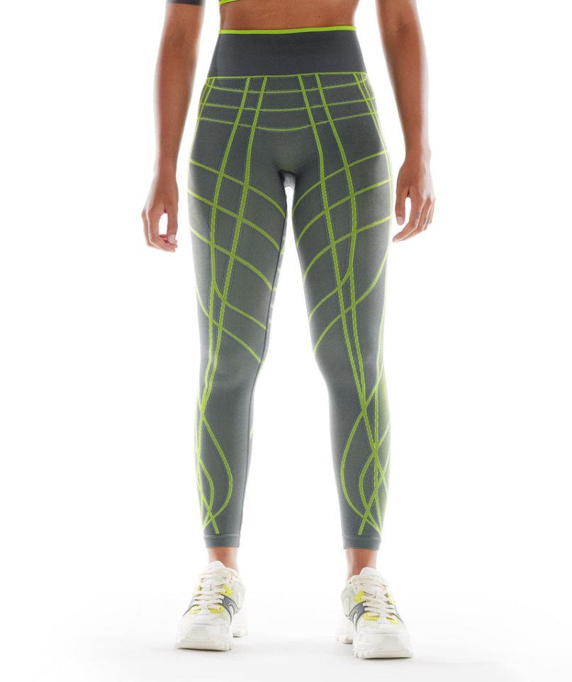 Women\'s Gymshark Wtflex Linear Seamless Leggings Green | CA N56DA3